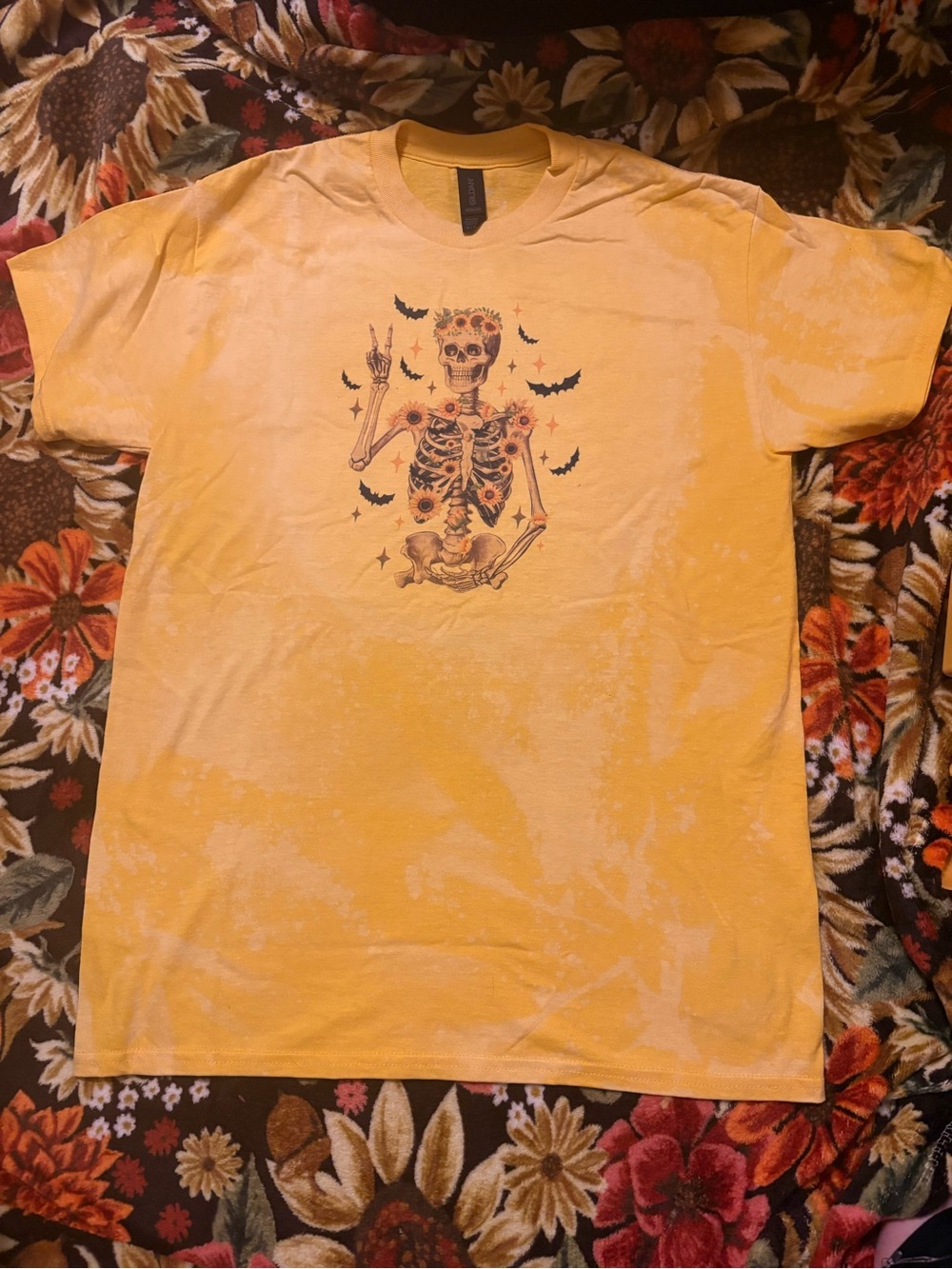 Unbranded Yellow Graphic Skeleton Tee for women